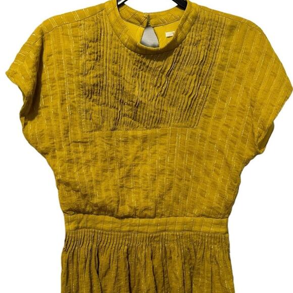 Tularosa Ashley Metallic Striped Dress In Yellow/Pear Size Medium - Picture 4 of 11